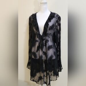 Vintage Frederick's of Hollywood Lace Tunic Swim Cover Lingerie 2X